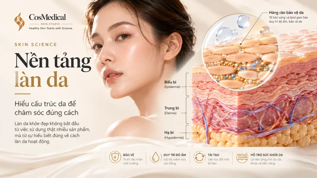 NỀN TẢNG LÀN DA: HIỂU CẤU TRÚC DA ĐỂ CHĂM SÓC ĐÚNG CÁCH